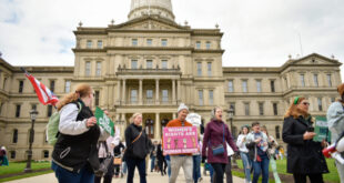 Protestors march in support of abortion rights in Michigan