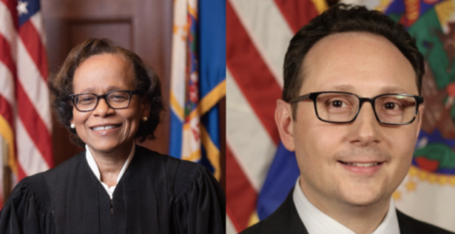 Justice Natalie Hudson (left) and Karl Procaccini