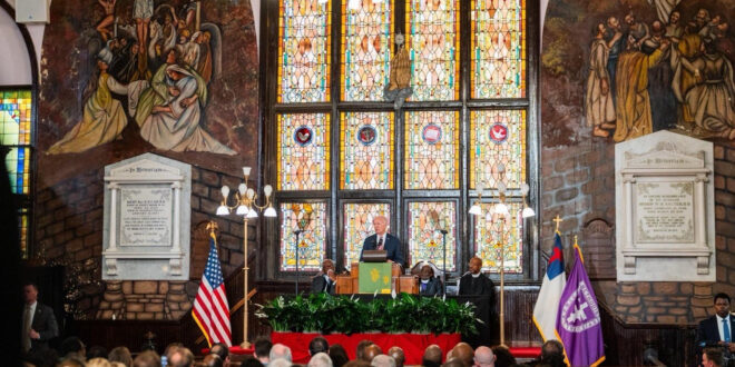 President Joe Biden at Mother Emanuel AME Church in Charleston, South Carolina.