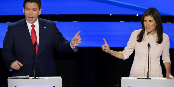 Ron DeSantis and Nikki Haley debate
