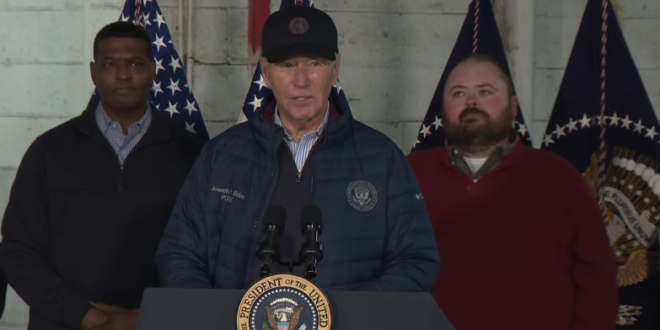 President Joe Biden in East Palestine, Ohio