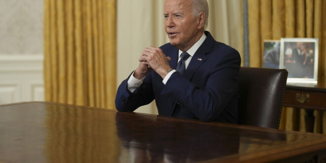 President Joe Biden giving an Oval Address