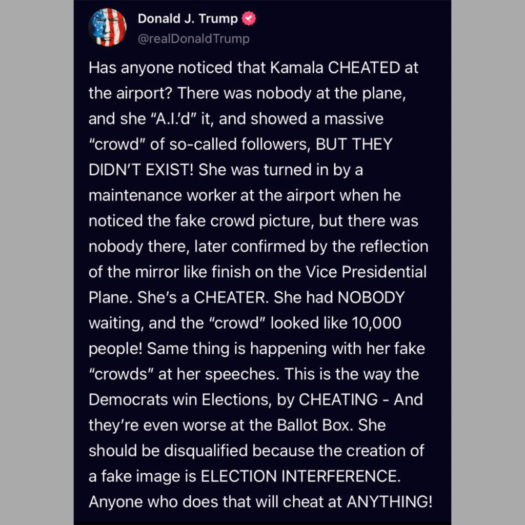 Trump Accuses Kamala Harris of Faking Airport Crowds Using AI: Calls It ...