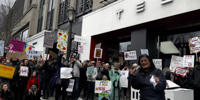 Tesla Takedown protest