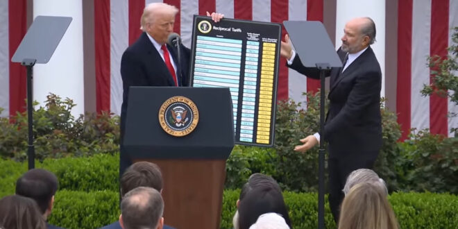 President Donald Trump and Commerce Secretary Howard Lutnick at Liberation Day