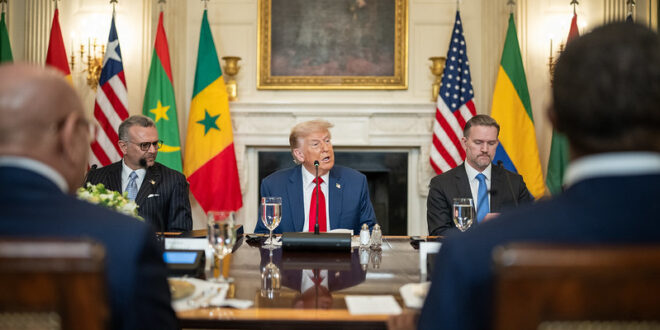 President Donald Trump hosts a multilateral luncheon with African leaders, Wednesday, July 9, 2025, in the State Dining Room. (Official White House Photo by Daniel Torok)