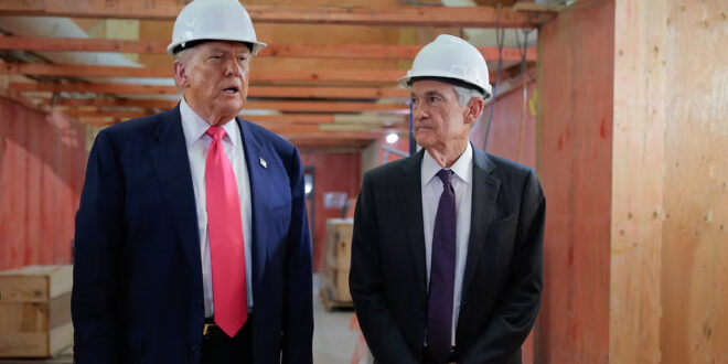 President Donald Trump visits Jerome Powell at the Federal Reserve Headquarters