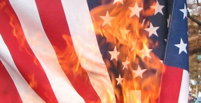 American flag burning