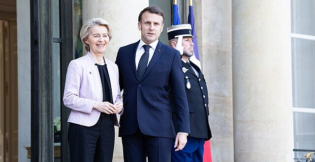 European Commission President Ursula von der Leyen and French President Emmanuel Macron