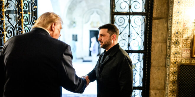 President Trump meets with Ukrainian President Zelenskyy at Mar-a-Lago.