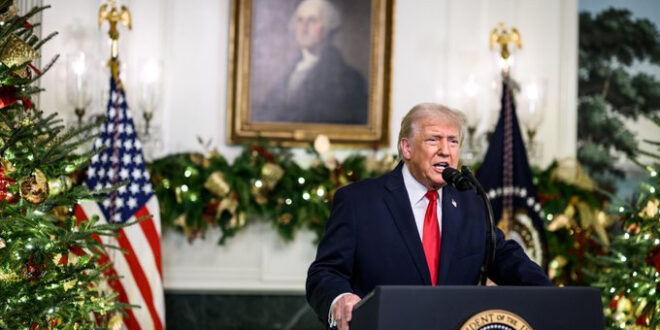 President Donald Trump gives a primetime address