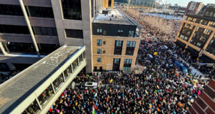 Tens of thousands of people march in downtown Minneapolis in subzero temperatures to protest the massive presence of ICE agents over the past several weeks
