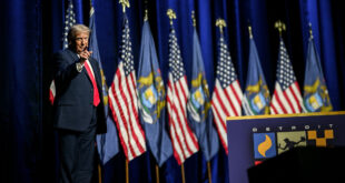 President Donald Trump at the Detroit Economic Club