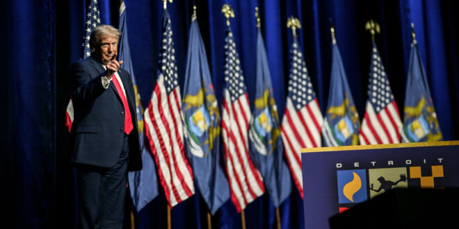 President Donald Trump at the Detroit Economic Club