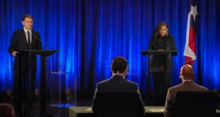 State Rep. James Talarico, left, and U.S. Rep. Jasmine Crockett