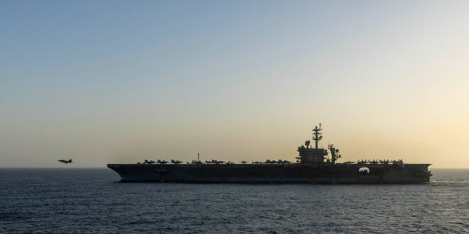 USS Abraham Lincoln (CVN 72) conducts U.S. blockade operations in the Arabian Sea, April 16.