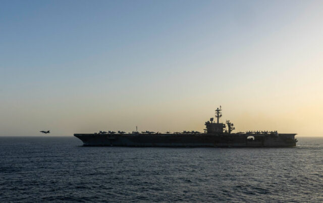 USS Abraham Lincoln - Poli Alert USS Abraham Lincoln (CVN 72) conducts U.S. blockade operations in the Arabian Sea, April 16.