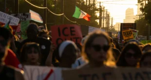 eople march to protest the killing of Lorenzo Salgado Araujo on July 8, 2026, in Houston