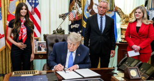 President Donald J. Trump signs an Executive Order regarding childhood vaccines in the Oval Office, Monday, August 10, 2026