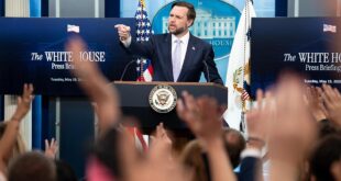 Vice President JD Vance delivering a White House press briefing