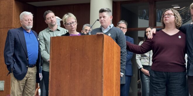 Becca Good, widow of Renee Good, speaks at a press conference on Oct. 1, 2026