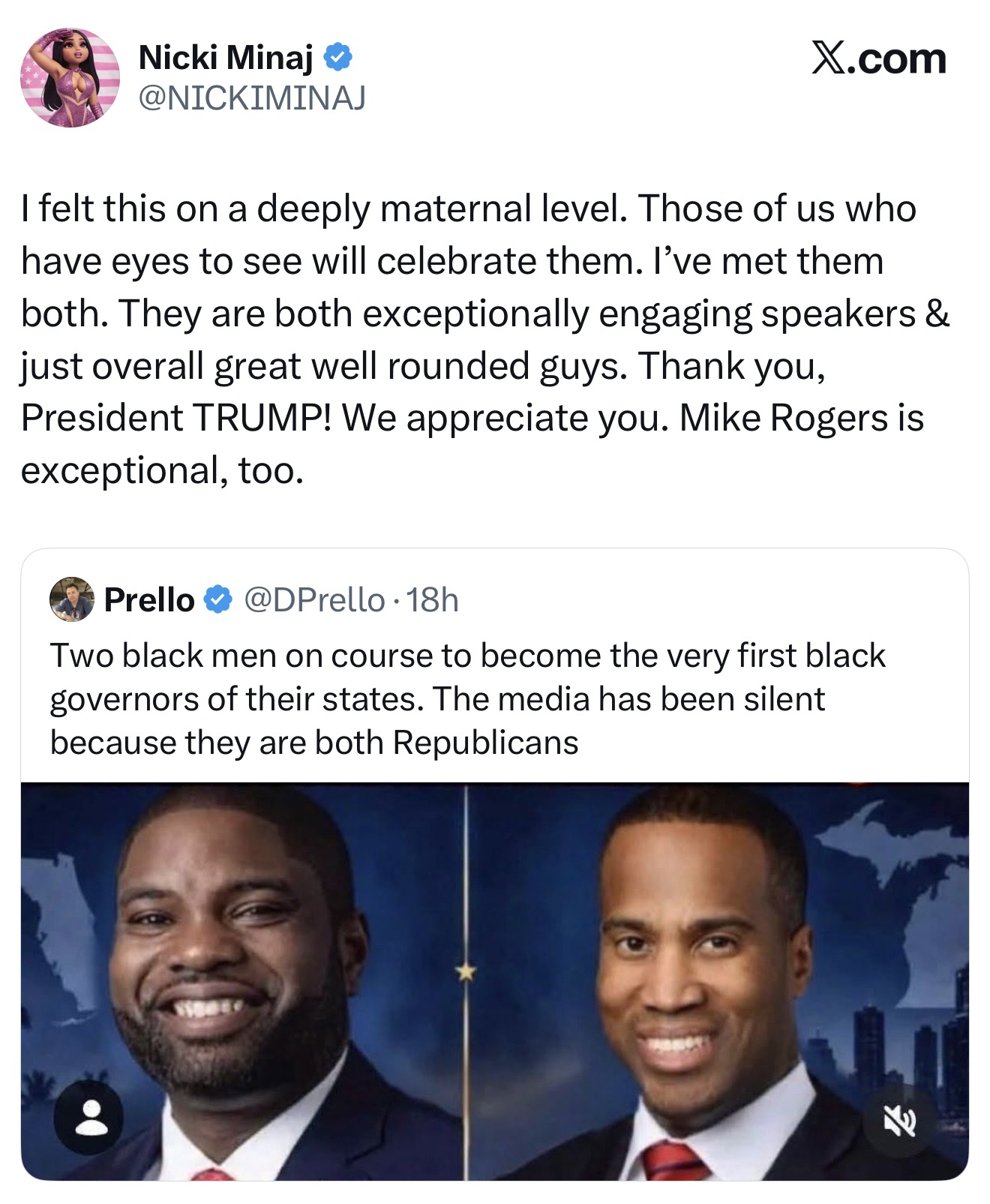 Nicki Minaj - Poli Alert Nicki Minaj post about Byron Donalds and John James